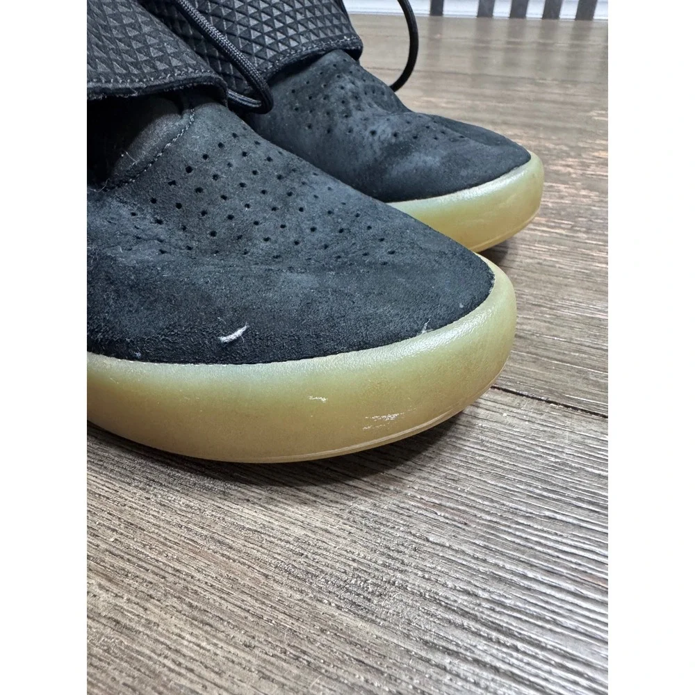 Adidas Tubular Invader Strap Mens Black Suede Gum Sole High Top Sneakers